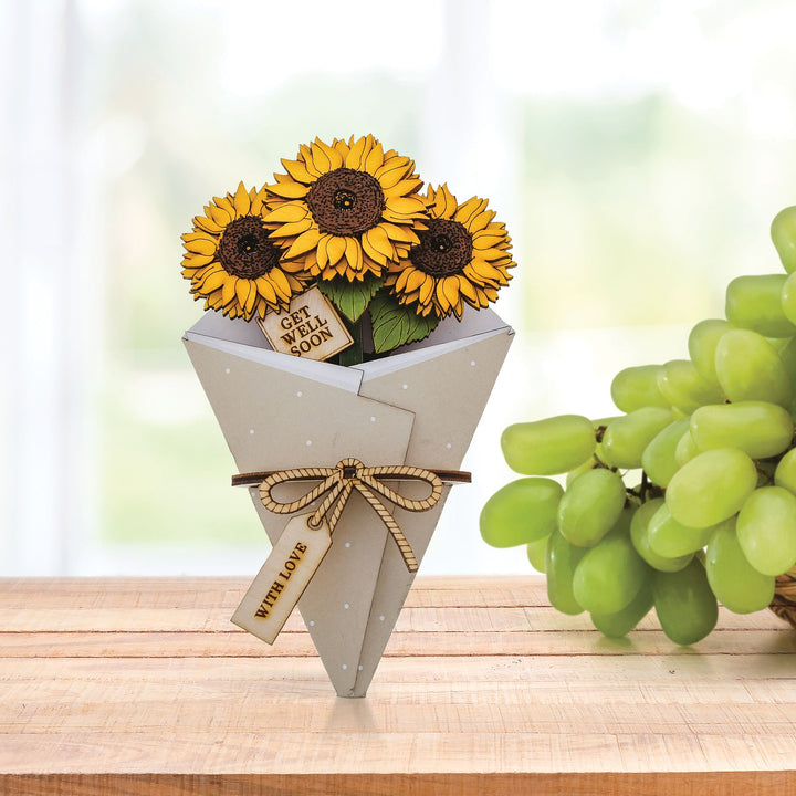 Get Well Soon 3D Flower Figurine Card Letterbox Gift
