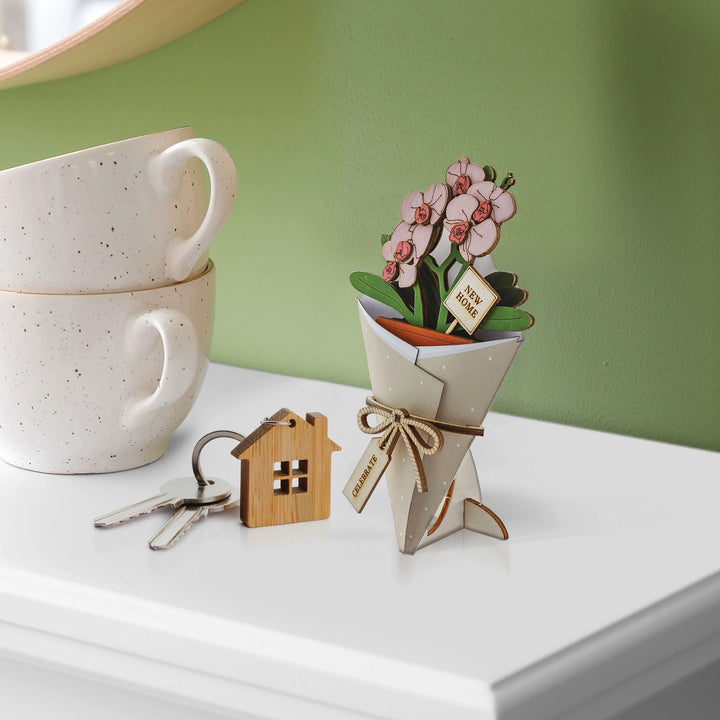 New Home 3D Flower Figurine Card Letterbox gift