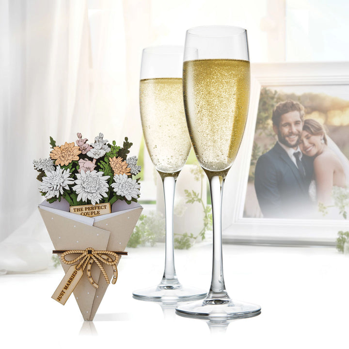 Just Married 3D Flower Figurine Card Letterbox gift