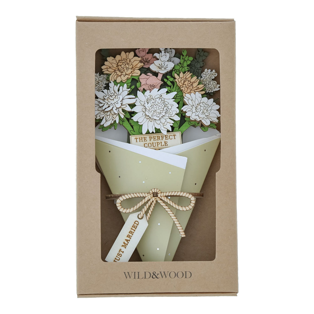 Just Married 3D Flower Figurine Card Letterbox gift